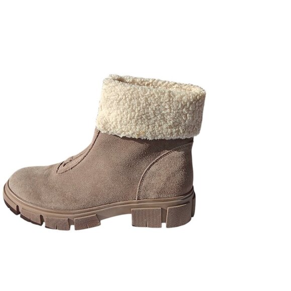 Blondo Waterproof Suede Ankle Boots Women’s Size 9 Taupe Shearling Lined Winter - Picture 6 of 13